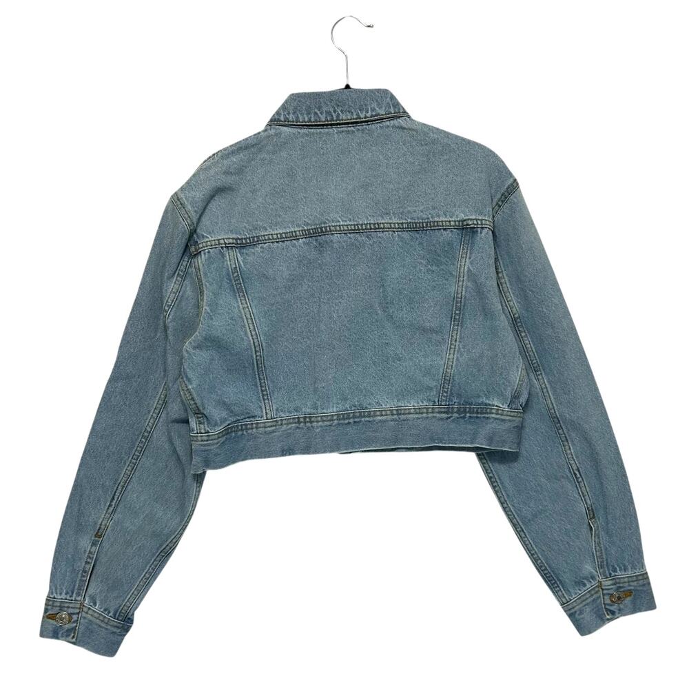 RE/DONE Cropped Denim Trucker Jacket NWOT Women's Sz S Airy Indigo Retro Luxe - Picture 3 of 7